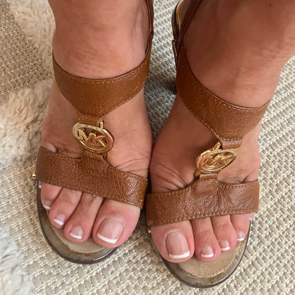 Michael Kors brown strapped heels